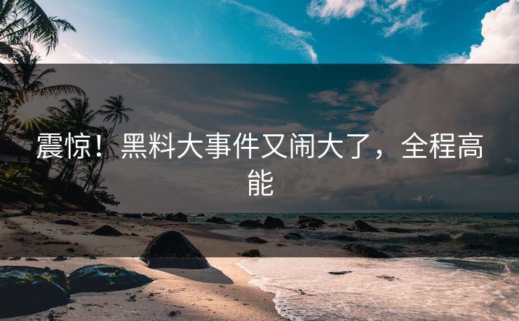 震惊！黑料大事件又闹大了，全程高能