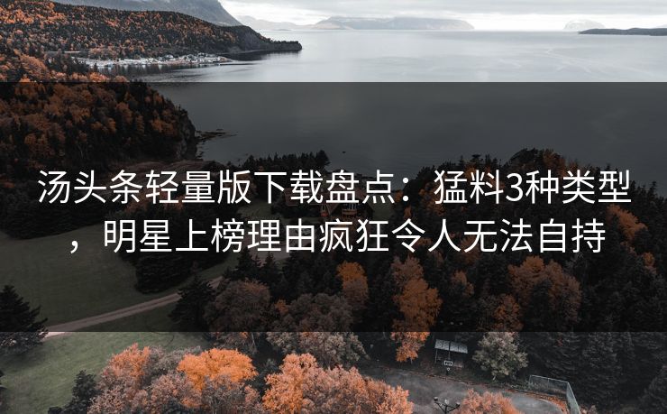 汤头条轻量版下载盘点：猛料3种类型，明星上榜理由疯狂令人无法自持