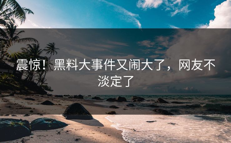 震惊！黑料大事件又闹大了，网友不淡定了