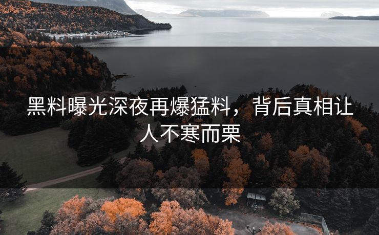 黑料曝光深夜再爆猛料，背后真相让人不寒而栗