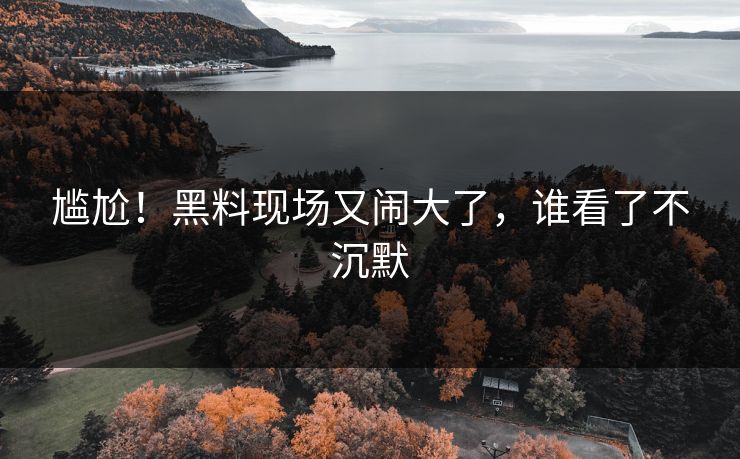 尴尬！黑料现场又闹大了，谁看了不沉默