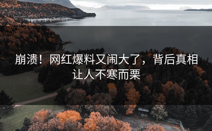 崩溃！网红爆料又闹大了，背后真相让人不寒而栗