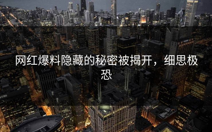 网红爆料隐藏的秘密被揭开，细思极恐