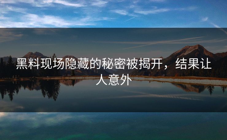 黑料现场隐藏的秘密被揭开，结果让人意外