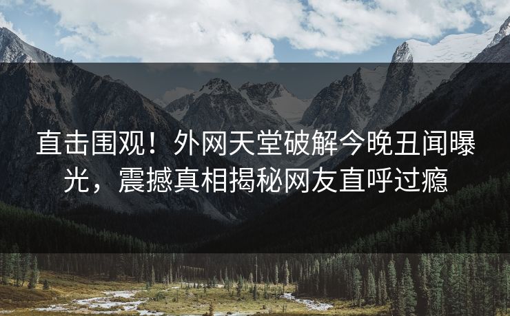 直击围观！外网天堂破解今晚丑闻曝光，震撼真相揭秘网友直呼过瘾