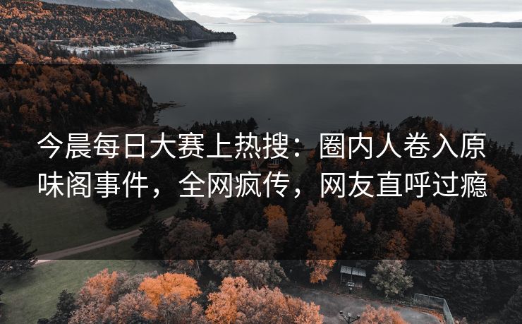 今晨每日大赛上热搜：圈内人卷入原味阁事件，全网疯传，网友直呼过瘾