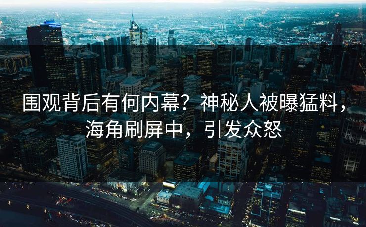 围观背后有何内幕？神秘人被曝猛料，海角刷屏中，引发众怒