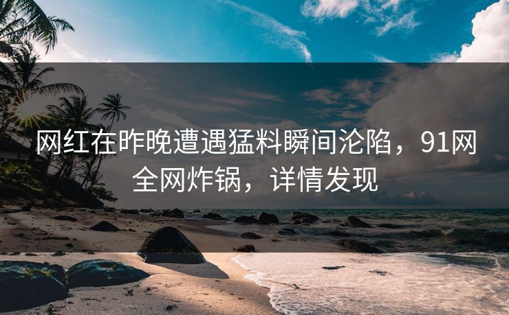 网红在昨晚遭遇猛料瞬间沦陷，91网全网炸锅，详情发现