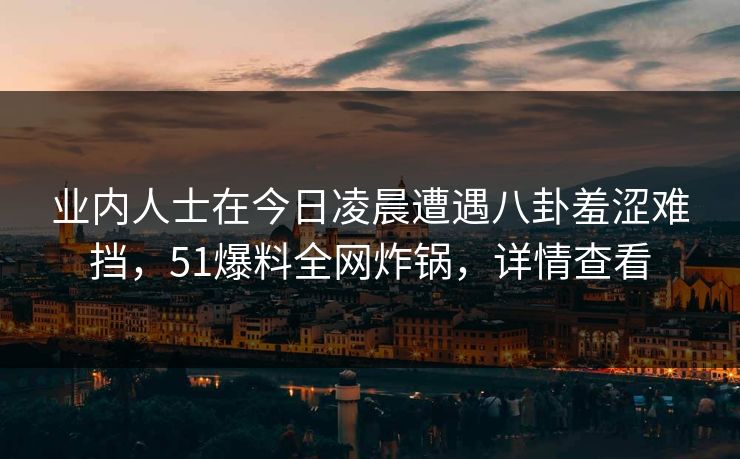 业内人士在今日凌晨遭遇八卦羞涩难挡，51爆料全网炸锅，详情查看