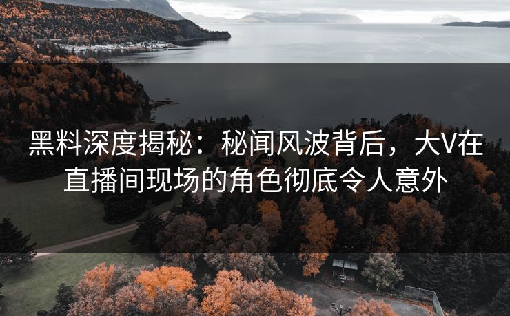 黑料深度揭秘：秘闻风波背后，大V在直播间现场的角色彻底令人意外