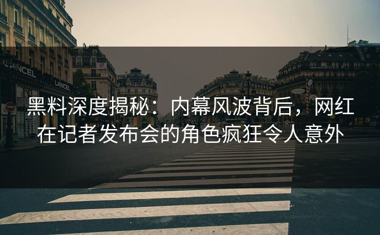 黑料深度揭秘：内幕风波背后，网红在记者发布会的角色疯狂令人意外