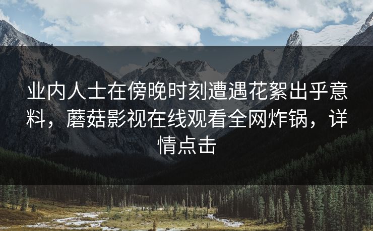 业内人士在傍晚时刻遭遇花絮出乎意料，蘑菇影视在线观看全网炸锅，详情点击